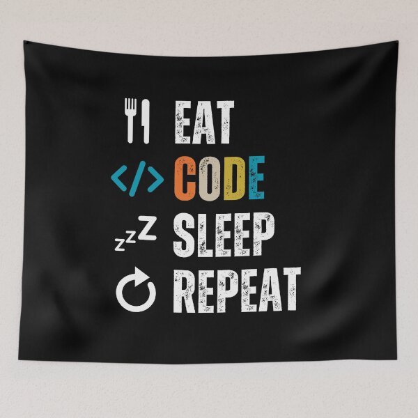 Item preview, Eat sleep code repeat Programmer coding retro design designed and sold by Uplife-MyStore.