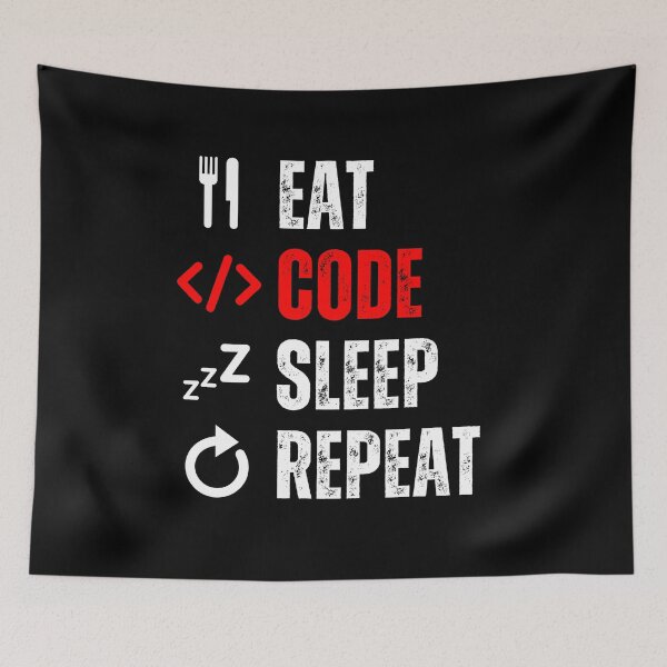 Item preview, Eat sleep code repeat Programmer coding retro design designed and sold by Uplife-MyStore.