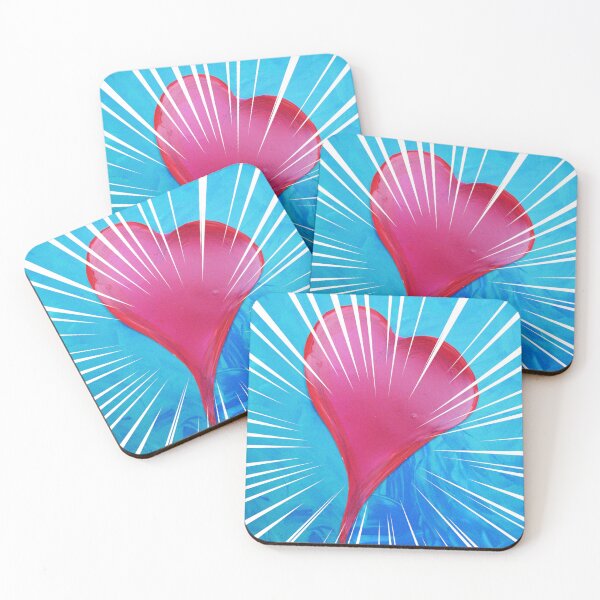 Item preview, Abstract pattern pink heart light blue background with a wreath of rays designed and sold by G-M-Designs.