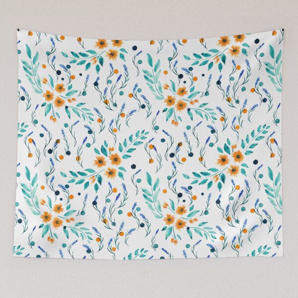 Item preview, A Memory Of The Garden - Cadmium Orange & Turquoise & Lavender designed and sold by Motifany.