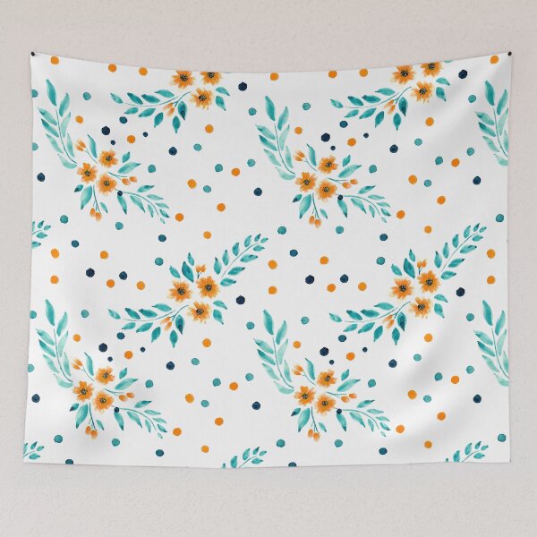 Item preview, A Memory Of The Garden - Cadmium Orange & Turquoise  designed and sold by Motifany.