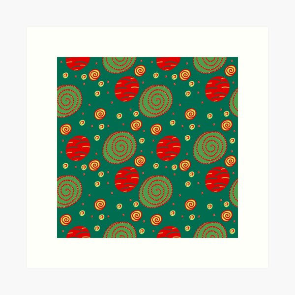 Christmas Dots - Green Art Print