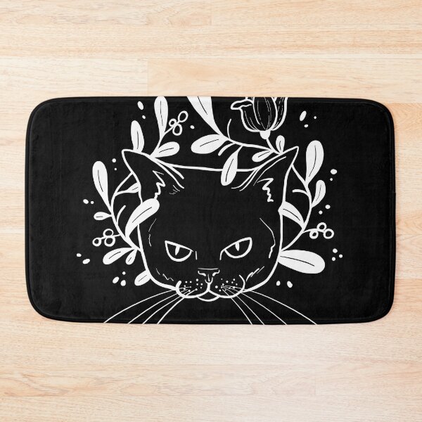 Item preview, Grumpy kitty - white lineart on black designed and sold by Ellen Wilberg.