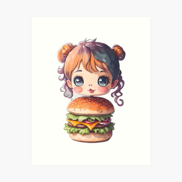 Amazon.com: Womens Burger - Cute Kawaii Anime - Aesthetic Japanese  Hamburger Vi V-Neck T-Shirt : Clothing, Shoes & Jewelry