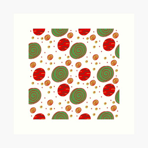 Christmas Dots - White Art Print