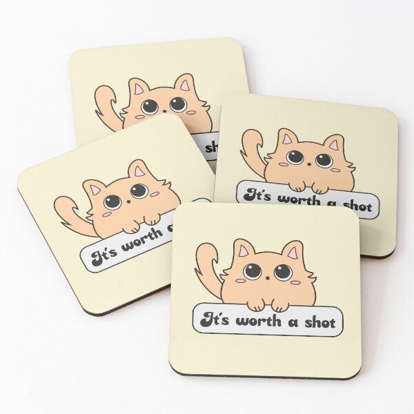 Item preview, It's worth a shot Cat with motivational phrase designed and sold by LunMoony.