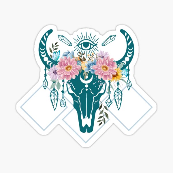 Flowers and Horns Sticker