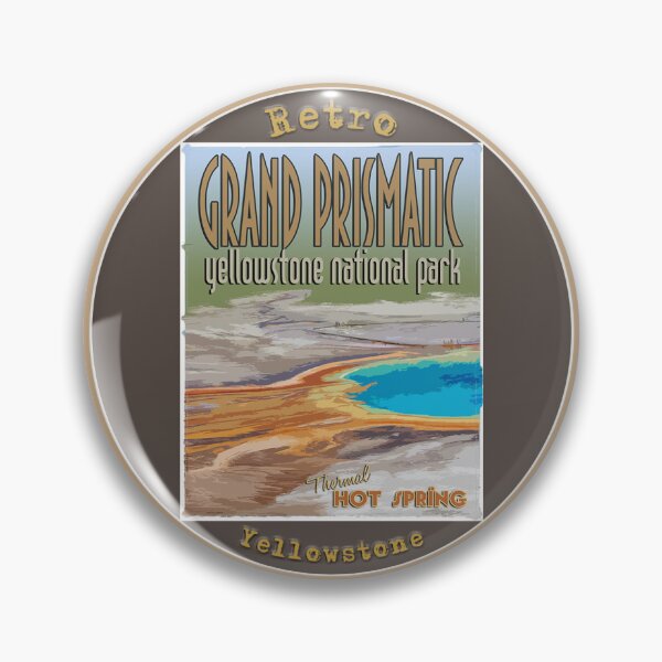 Item preview, Grand Prismatic Hot Springs in Yellowstone National Park retro tourism poster image designed and sold by SmyrnaBuffalo.