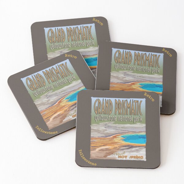 Item preview, Grand Prismatic Hot Springs in Yellowstone National Park retro tourism poster image designed and sold by SmyrnaBuffalo.
