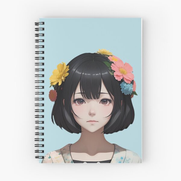 Artikelvorschau, Anime-Mädchen mit Blumen im Haar entworfen und verkauft von RobotWear.