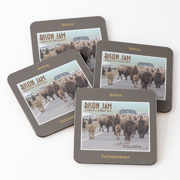 Item preview,  Bison Jam a Yellowstone Willife Event Retro Tourism Poster designed and sold by SmyrnaBuffalo.