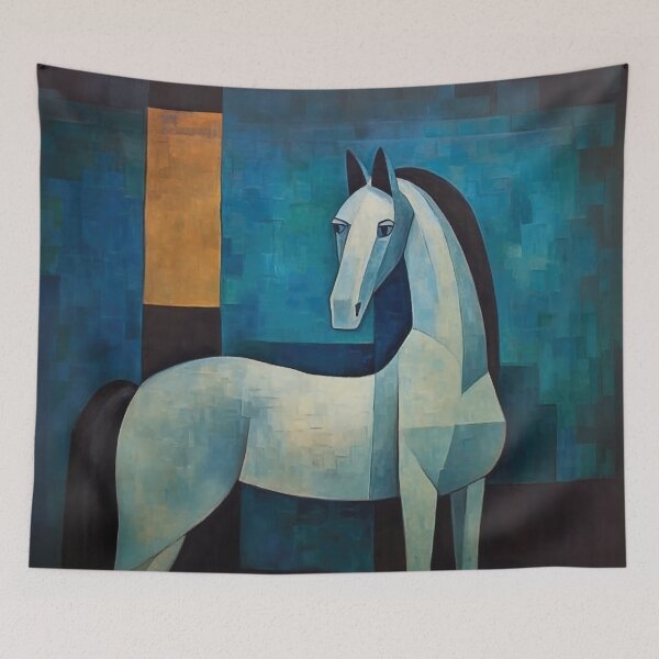 Item preview, White Horse Abstract Against Blue designed and sold by YoPedro.