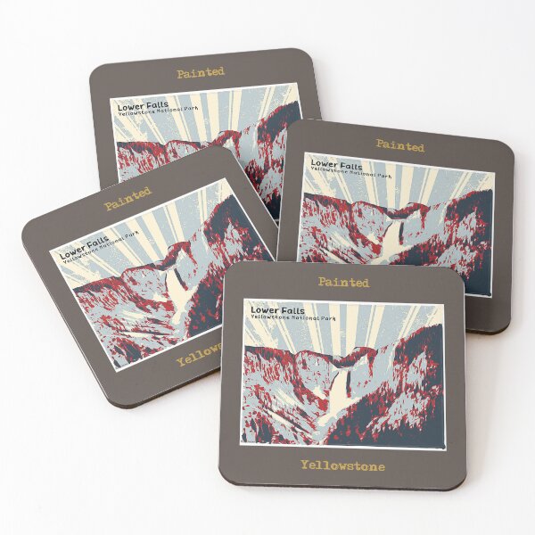 Item preview, Lower Falls of Yellowstone National Park Retro - red gray designed and sold by SmyrnaBuffalo.