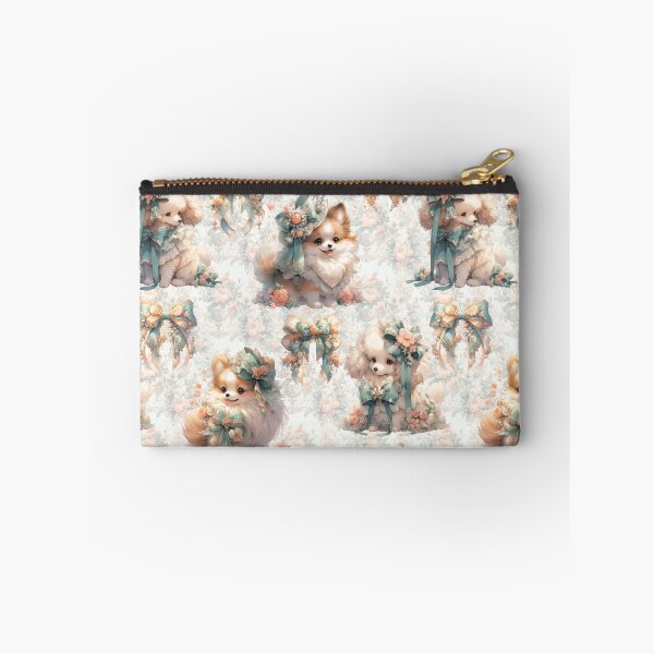 Item preview, Cute Victorian Dogs Pattern in Mint Green and Peach designed and sold by coreexpressions.