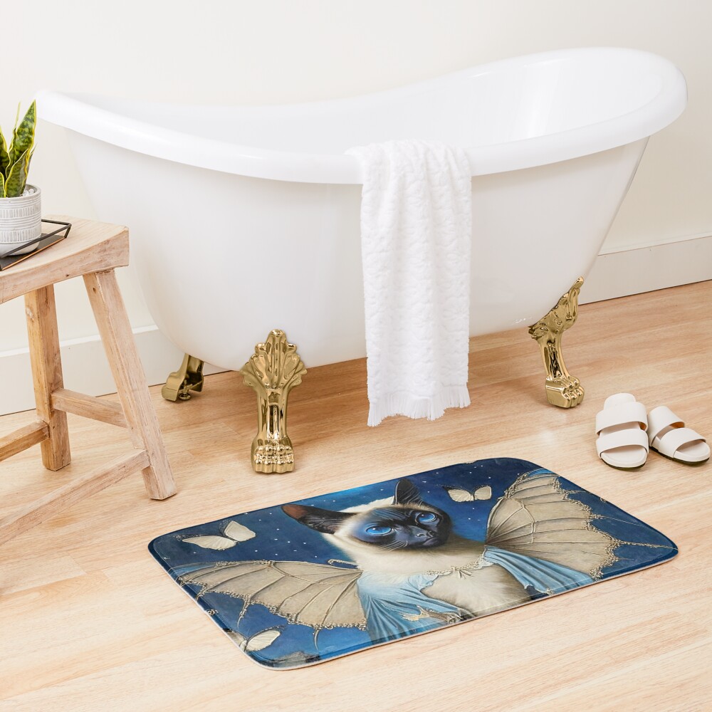 Disover Vintage Style Anthropomorphic Siamese Lady Cat | Bath Mat
