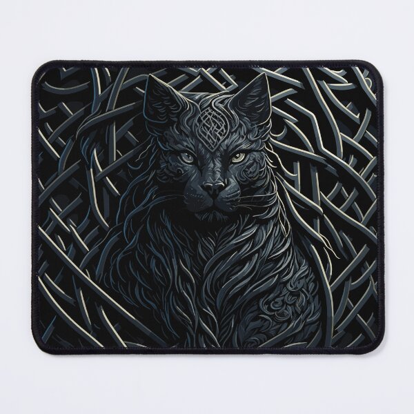 Item preview, Gothic Halloween Black Cat Celtic-Core Illustration Design designed and sold by Itaya Art.