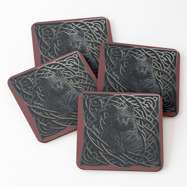 Item preview, Gothic Halloween Black Cat Celtic-Core Illustration Design designed and sold by Itaya Art.