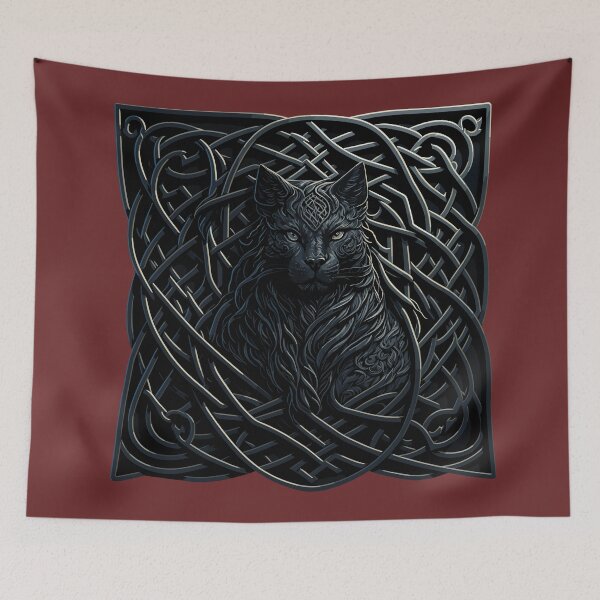 Item preview, Gothic Halloween Black Cat Celtic-Core Illustration Design designed and sold by Itaya Art.