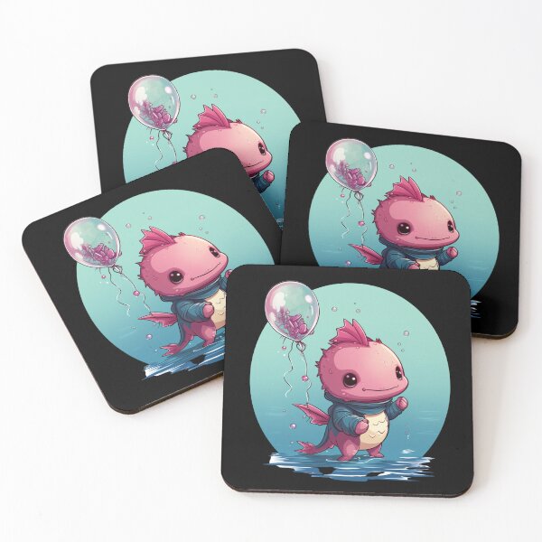 Item preview, Cute Axolotl Kawaii with ballons designed and sold by ArtFromBeyond.