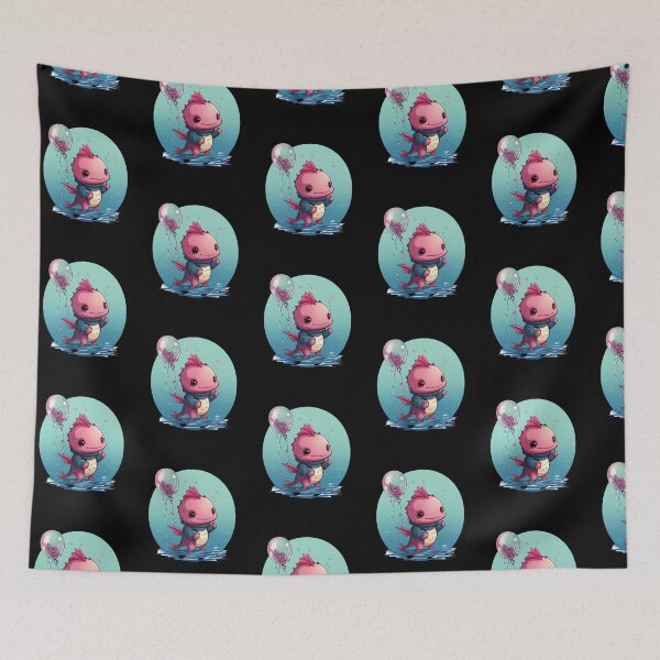 Item preview, Cute Axolotl Kawaii with ballons designed and sold by ArtFromBeyond.