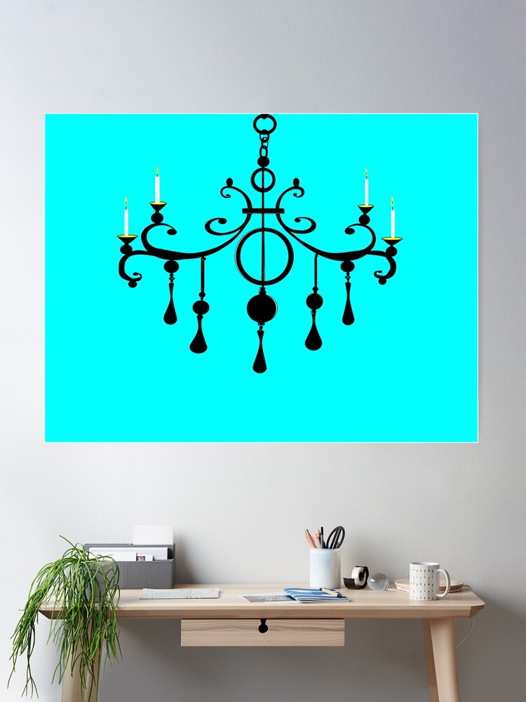 A Chandler with Candles and a Blue Background Poster