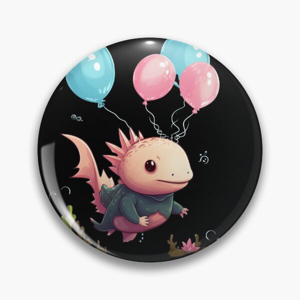 Item preview, Cute Axolotl Kawaii with ballons designed and sold by ArtFromBeyond.