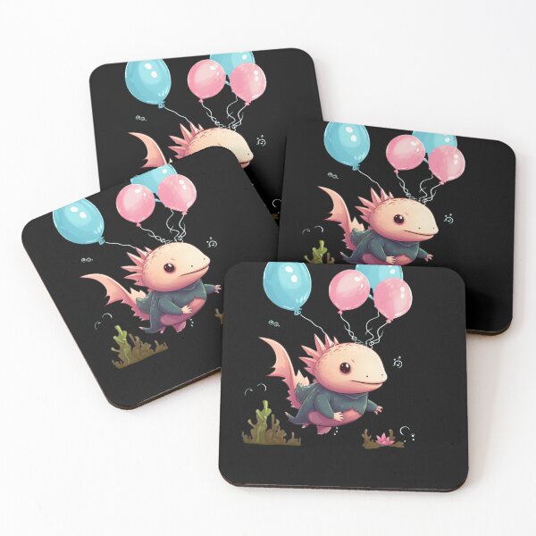 Item preview, Cute Axolotl Kawaii with ballons designed and sold by ArtFromBeyond.