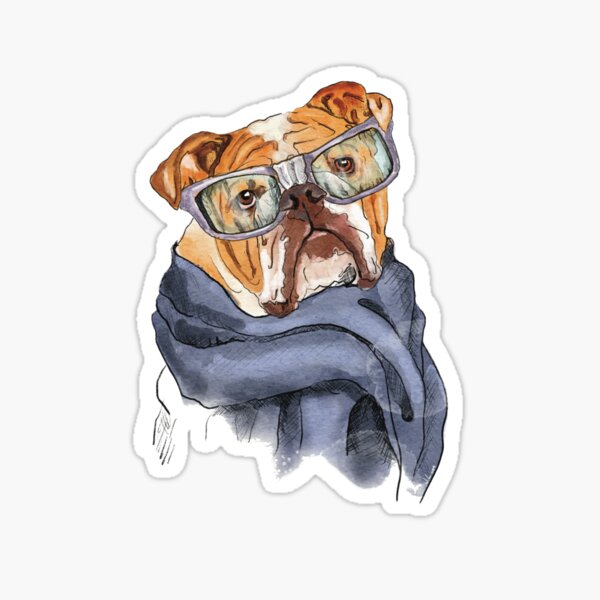 Bulldog wearing Glasses Sticker