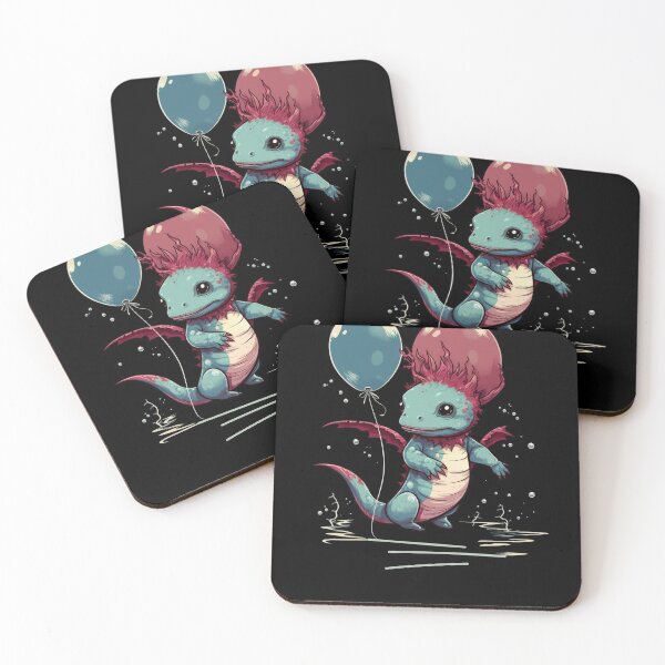 Item preview, Cute Axolotl Kawaii with ballons designed and sold by ArtFromBeyond.