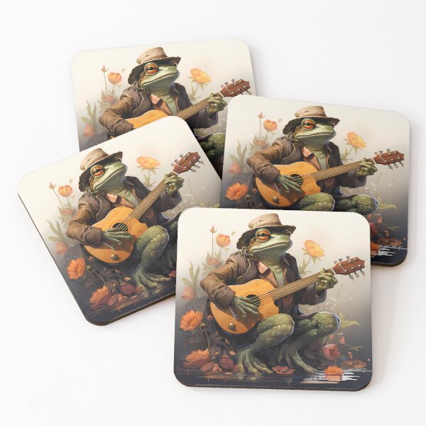 Artikelvorschau, Cartoon-Frosch, der Gitarre spielt entworfen und verkauft von Jamillionaire Shop.
