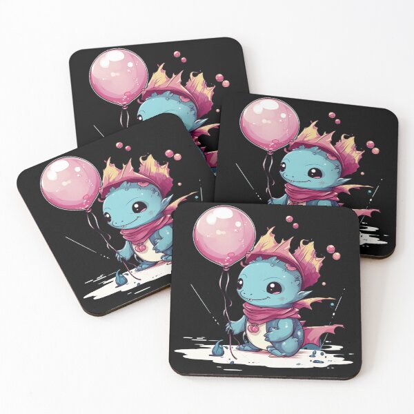 Item preview, Cute Axolotl Kawaii with ballons designed and sold by ArtFromBeyond.