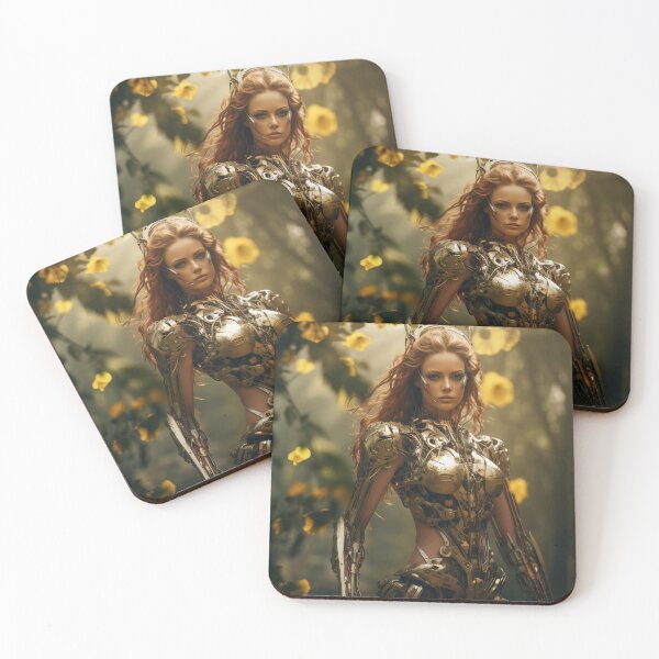 Aperçu de l'œuvre Métal torsadé et nature Android Female Warrior Empowerment créée et vendue par BrandonArtWorld.