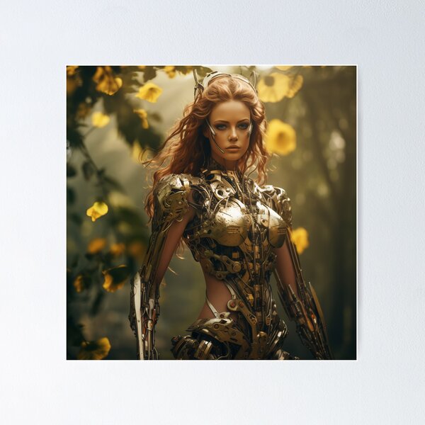 Item preview, Twisted Metal and Nature Android Female Warrior Empowerment designed and sold by BrandonArtWorld.