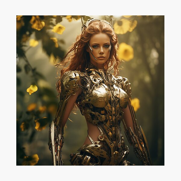 Aperçu de l'œuvre Métal torsadé et nature Android Female Warrior Empowerment créée et vendue par BrandonArtWorld.