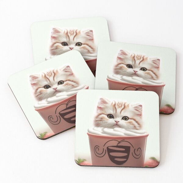 Item preview, Café Feline: Catpuccino Art with Sweet Strawberry Touch designed and sold by EmeraldeaArt.