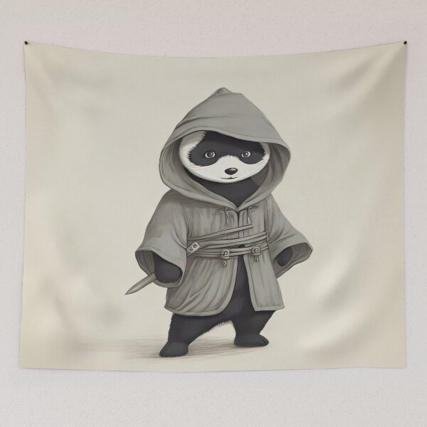 Item preview, Ninja Panda Warrior Black and White designed and sold by MagicStrawberry.