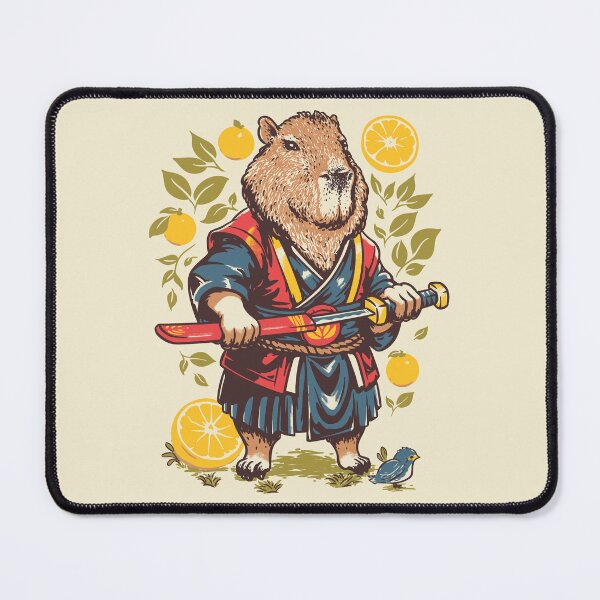 Item preview, Capybara Orange | Samurai Capy Slicing an Yuzu with Katana | Capybara with Orange on Head | His Name - Gort | Portrait designed and sold by Any Color Designs.