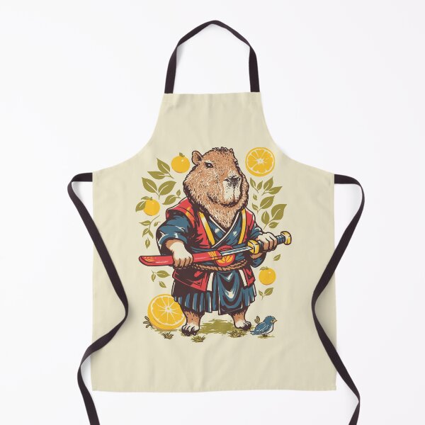 Item preview, Capybara Orange | Samurai Capy Slicing an Yuzu with Katana | Capybara with Orange on Head | His Name - Gort | Portrait designed and sold by Any Color Designs.