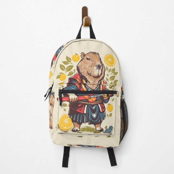 Item preview, Capybara Orange | Samurai Capy Slicing an Yuzu with Katana | Capybara with Orange on Head | His Name - Gort | Portrait designed and sold by Any Color Designs.