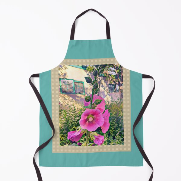 Item preview, Mid Century Modern Garden with Hollyhocks  designed and sold by oh-bi-me.