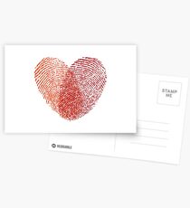 red fingerprint heart Postcards