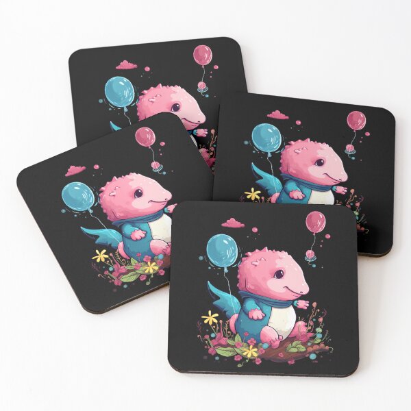 Item preview, Cute Axolotl Kawaii with ballons designed and sold by ArtFromBeyond.