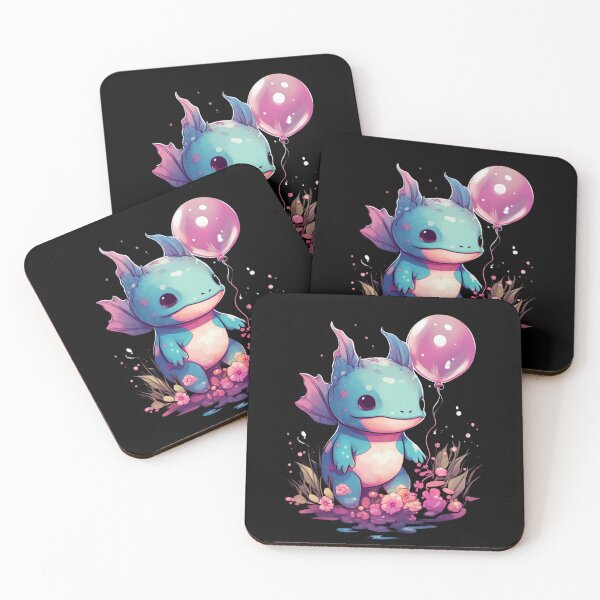 Item preview, Cute Axolotl Kawaii with ballons designed and sold by ArtFromBeyond.