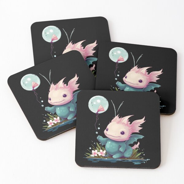 Item preview, Cute Axolotl Kawaii with ballons designed and sold by ArtFromBeyond.