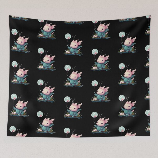 Item preview, Cute Axolotl Kawaii with ballons designed and sold by ArtFromBeyond.