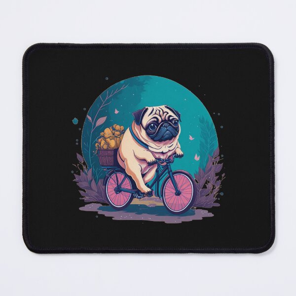 Item preview, Pug on bicycle designed and sold by Pug-Obsession.