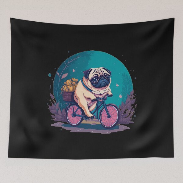 Item preview, Pug on bicycle designed and sold by Pug-Obsession.