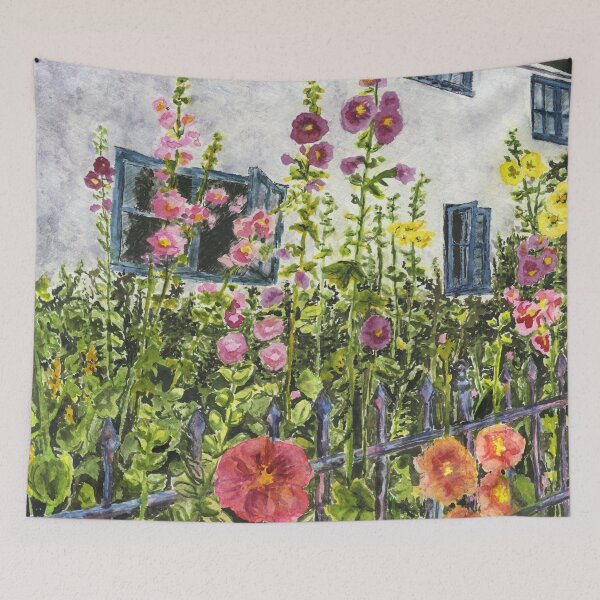 Item preview, Hollyhocks in Little Budworth designed and sold by LymphomaLass.