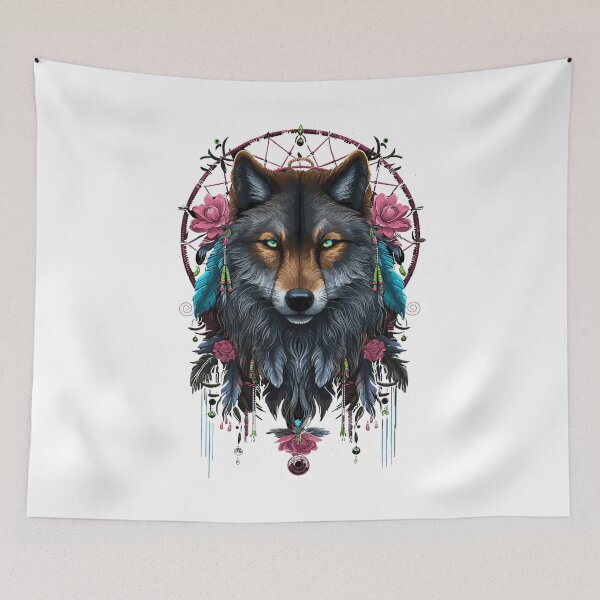 Item preview, Guardian Spirits - Wolf Dreamcatcher #1 designed and sold by InkAIble Art.