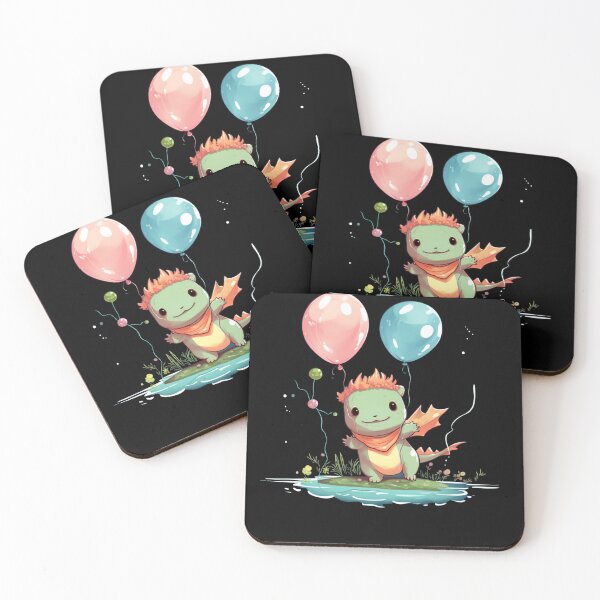 Item preview, Cute Axolotl Kawaii with ballons designed and sold by ArtFromBeyond.